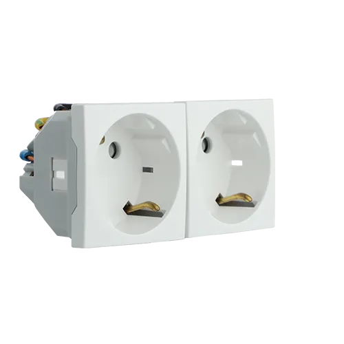Tomada Dupla Schuko com Obturador - 4 Módulos