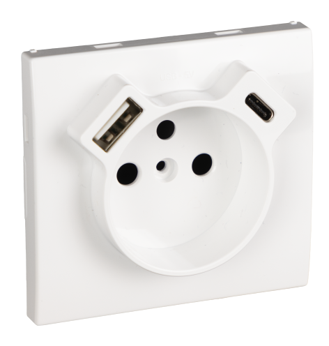 Tapa para Base Francesa + USB Tipo A y Tipo C