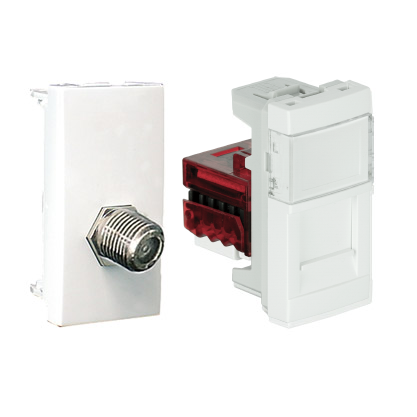 Toma con Conector Coaxial Tipo F y Conector Hembra RJ45 Cat. 6 UTP