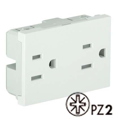Double American Socket (USA) 2P+T 127V 15A - 3 Modules