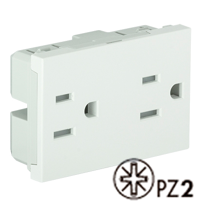 Prise Double Américaine 2P+T 127V 15A - 3 Modules