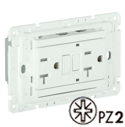 Prise Double Américaine 2P+T 127V 20A GFCI avec protection - 3 Modules