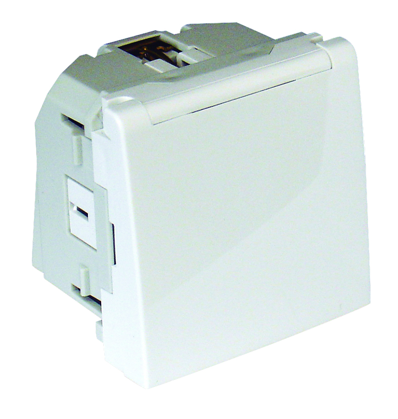 Safety Earth Socket (French type) Horizontal Apertures with Screwless terminals and hinged Lid - 2 Modules