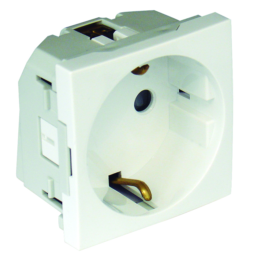Safety Earth Socket (Schuko type) Horizontal Apertures with Screwless terminals - 2 Modules